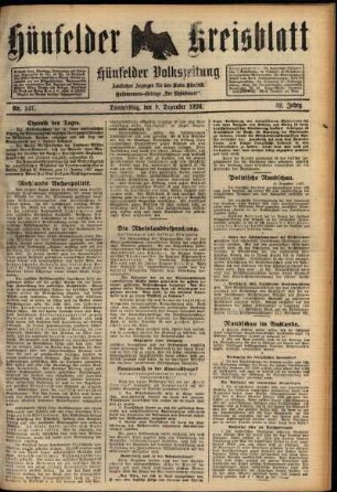 Ausgabe vom Donnerstag, den 09. Dezember 1926.