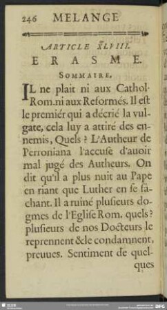 Article XLVIII. Erasme