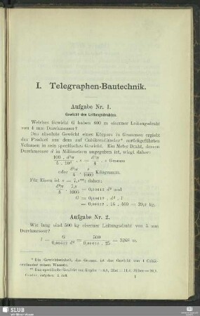 I. Telegraphen-Bautechnik