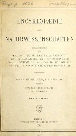 Handbuch der Botanik, 1