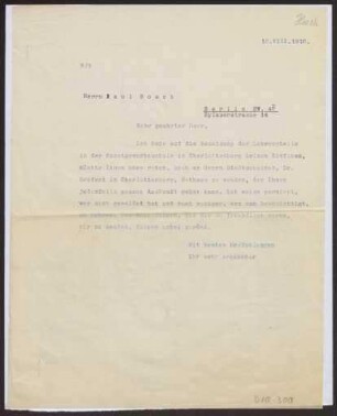 Schreiben an Paul Hosch, Berlin (Brief)