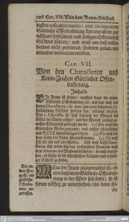 Cap. VII. Von den Characteren und Kenn-Zeichen Göttlicher Offenbahrung