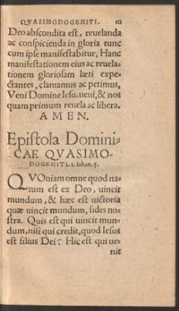 Epistola Dominicae Quasimodogeniti ...