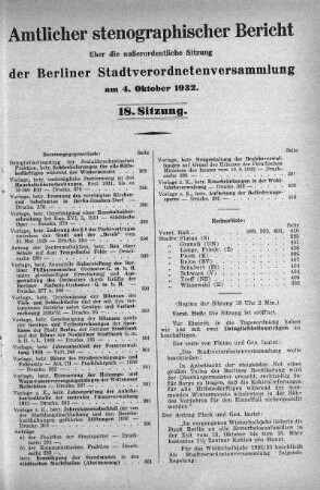 Sitzung 18, 4. Oktober 1932