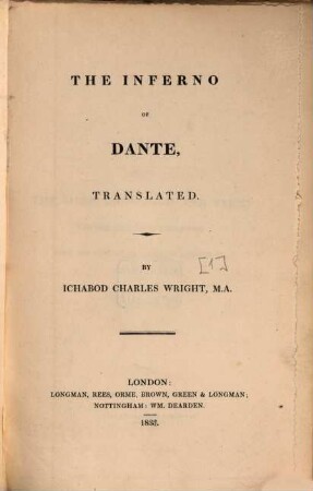 Inferno, Purgatorio and Paradiso The Inferno, Purgatorio and Paradiso of Dante, [1]. The Inferno