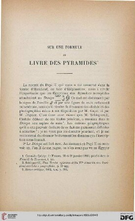 Sur une formule du livre des pyramides