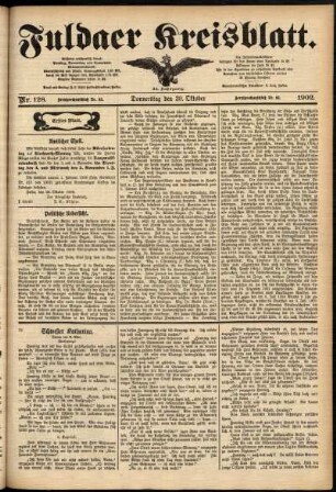 Erste Ausgabe vom Donnerstag, den 30. Oktober 1902.