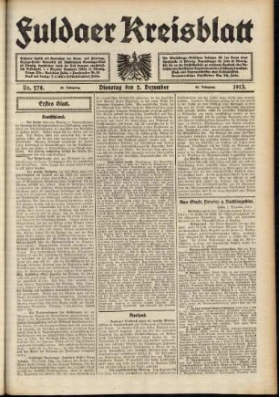Erste Ausgabe vom Dienstag, den 02. Dezember 1913.