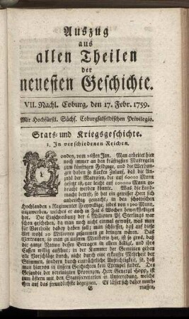 VII. Nachl. Coburg, den 17. Febr. 1759.