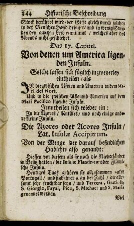 Das 17. Capitel. Von denen um America ligenden Insuln.