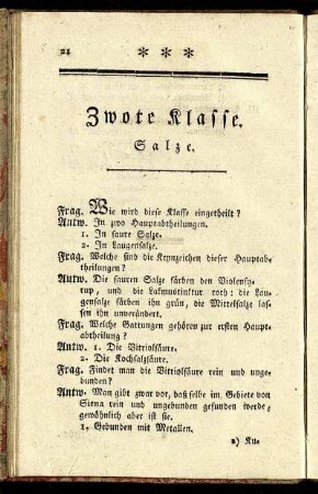 Zwote Klasse. Salze.