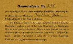 Besucherausweis für ein Gefängnis
