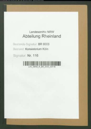 Disziplin der Geistlichen. Specialia (Pfarrer Moes in Leuscheid)