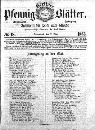 No. 18, Sonnabend, den 2. Mai 1863