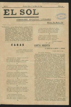 Carta abierta de Leopoldo Diaz al Dr. E. L. Holmberg