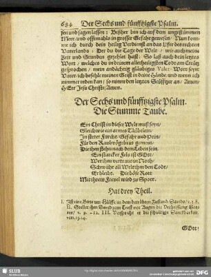 Der Sechs und fünfftzigste Psalm. Die Stumme Taube