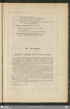2. Gruppe. Landwirthschaft, Forstwirthschaft: Wein- und Obstbau und Gartenbau