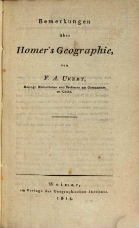 Bemerkungen über Homers Geographie