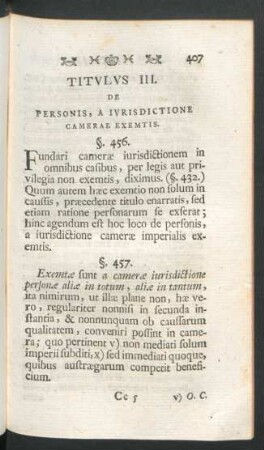 Titulus III. De Personis, A Iurisdictione Camerae Exemtis.