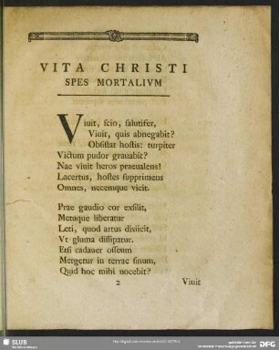 Vita Christi Spes Mortalium