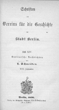 Berlinische Nachrichten : XVII. Jahrhundert