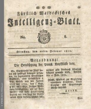 No. 8, Dienstag, den 20ten Februar 1810