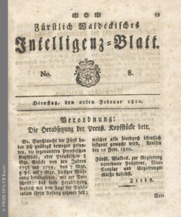 No. 8, Dienstag, den 20ten Februar 1810