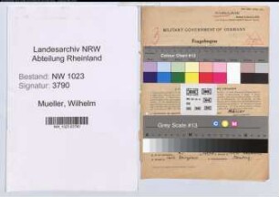 Entnazifizierung Wilhelm Mueller , geb. 28.08.1899 (Versicherungsvertreter)