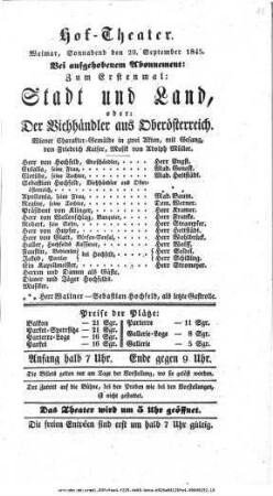 Stadt und Land, oder der Viehhändler aus Oberösterreich