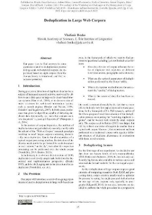 Deduplication in large web corpora