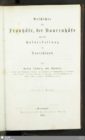 3: Geschichte der Fronhöfe, der Bauernhöfe und der Hofverfassung in Deutschland