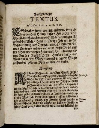 "Textus" und "Eingang"
