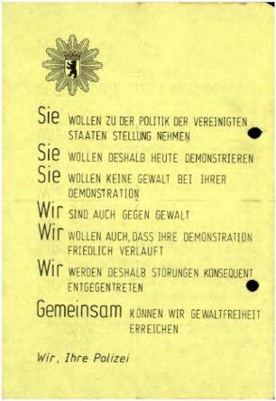 Flugschrift der Polizei, 1981