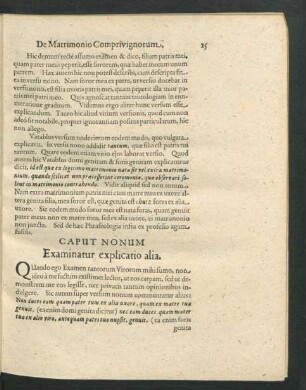 Caput Nonum. Examinatur explicatio alia.