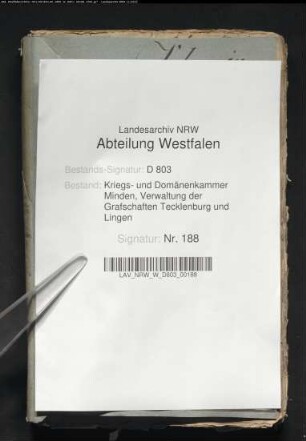 Revision und Verpachtung der Domänen in der Grafschaft Tecklenburg von 1741-1747