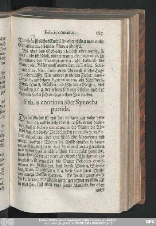 Febris continua oder Synocha putrida.