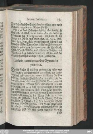 Febris continua oder Synocha putrida.