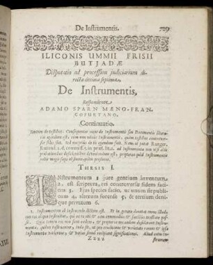 Disputatio [...] decima septima, De Instrumentis