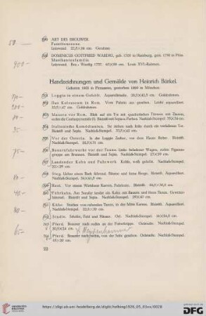 Handzeichungen und Gemälde von Heinrich Bürkel (Nr. 301-321)