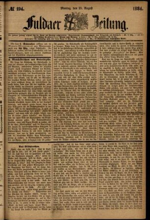 Ausgabe vom Montag, den 25. August 1884.