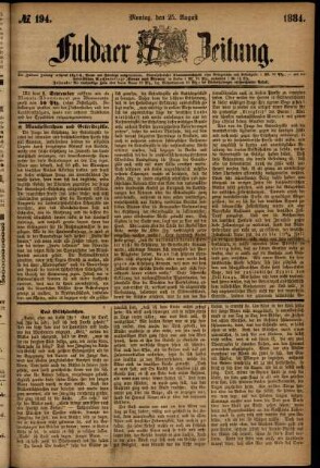 Ausgabe vom Montag, den 25. August 1884.