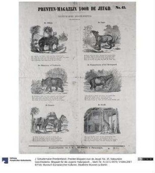 Prenten-Magazin voor de Jeugd. No. 45, Natuurlijke Geschiedenis. [Magazin für die Jugend. Naturgeschichten]