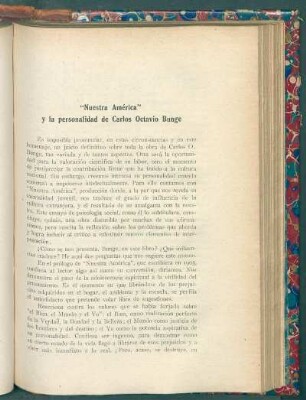 "Nuestra América" y la personalidad de Carlos Octavio Bunge
