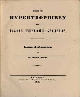 Über die Hypertrophieen der äussern weiblichen Genitalien : Inaug.-Abh. (M. 2 K. T.)