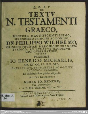 De Textu N. Testamenti Graeco ...