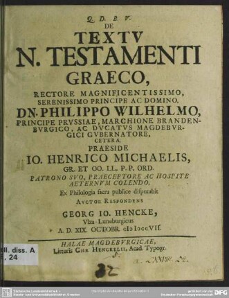 De Textu N. Testamenti Graeco ...