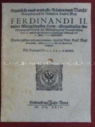 Bericht über den Versuch Kaiser Ferdinands II., protestantische Prediger in Augsburg zu unterdrücken