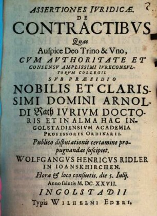 Assertiones Ivridicae. De Contractibvs