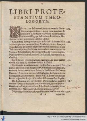 Libri Protestantivm Theologorvm.
