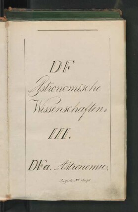 DF Astronomische Wissenschaften. III. DFa. Astronomie.